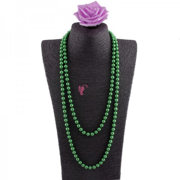 Colier  elegant AS45RR cu perle din sticla Emerald